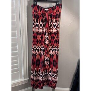 Soma Faye Halter/strapless Maxi Dress Women's Large Orange and Black Soft Knit